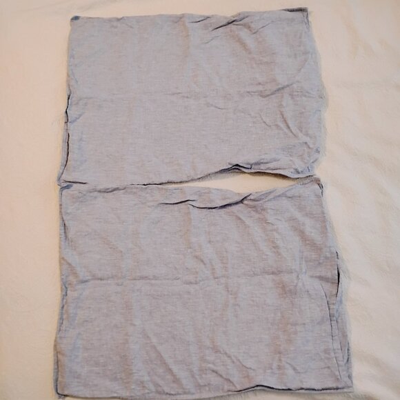 Dapu Pillow Shams Linen Standard Queen Blue Chambray Soft Pair Set of 2 - Picture 2 of 6